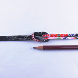 Chirimen Fabric Cord - 1/8in Elegant Flowers Black (Quantity) 1=1yard