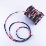 Chirimen Fabric Cord - 1/8in Elegant Flowers Black (Quantity) 1=1yard