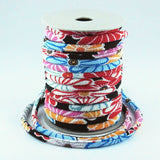 Chirimen Fabric Cord - 1/8in Gorgeous Mums Black (Quantity) 1=1yard