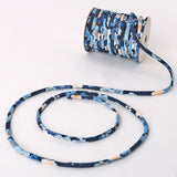 Chirimen Fabric Cord - 1/8in Spring Blossoms Navy (Quantity) 1=1yard