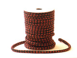 Chirimen Fabric Cord - 1/8in Red Kanoko Dots on Black (Quantity) 1=1yard