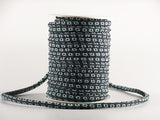 Chirimen Fabric Cord - 1/8in Green Kanoko Dots on Black (Quantity) 1=1yard