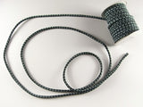 Chirimen Fabric Cord - 1/8in Green Kanoko Dots on Black (Quantity) 1=1yard