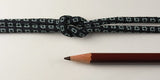 Chirimen Fabric Cord - 1/8in Green Kanoko Dots on Black (Quantity) 1=1yard
