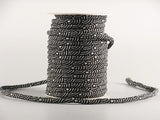 Chirimen Fabric Cord - 1/8in Ivory Wave Pattern on Black (Quantity) 1=1yard