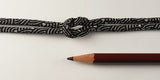 Chirimen Fabric Cord - 1/8in Ivory Wave Pattern on Black (Quantity) 1=1yard