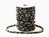 Chirimen Fabric Cord - 1/8in White Cherry Blossoms on Black (Quantity) 1=1yard