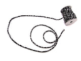 Chirimen Fabric Cord - 1/8in White Cherry Blossoms on Black (Quantity) 1=1yard