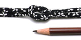 Chirimen Fabric Cord - 1/8in White Cherry Blossoms on Black (Quantity) 1=1yard