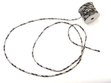 Chirimen Fabric Cord - 1/8in Hakata Stripes on Black (Quantity) 1=1yard