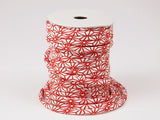 Chirimen Fabric Cord - 1/8in Asanoha Star Pattern Red/White (Quantity) 1=1yard