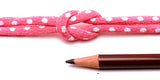 Chirimen Fabric Cord - 1/8in White Dots on Pink (Quantity) 1=1yard