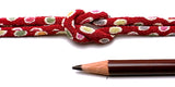 Chirimen Fabric Cord - 1/8in Colorful Dots on Red (Quantity) 1=1yard