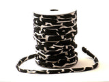 Chirimen Fabric Cord - 1/8in Black Random Mosaic (Quantity) 1=1yard