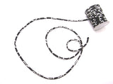 Chirimen Fabric Cord - 1/8in Black Random Mosaic (Quantity) 1=1yard