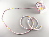 Chirimen Fabric Cord - 1/8in Colorful Dots on Pink (Quantity) 1=1yard