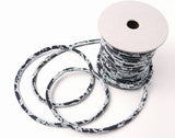 Chirimen & Lace Fabric Cord - 1/6in Blue Lace on Grape Chirimen (Quantity) 1=1yard