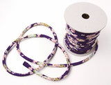 Chirimen Fabric Cord - 1/6in Tiny Cherry Blossoms on Purple (Quantity) 1=1yard
