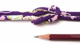 Chirimen Fabric Cord - 1/6in Tiny Cherry Blossoms on Purple (Quantity) 1=1yard