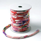 Chirimen Fabric Cord - 1/6in Cherry Kanoko Dots on Red (Quantity) 1=1yard