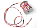 Chirimen Fabric Cord - 1/6in Cherry Kanoko Dots on Red (Quantity) 1=1yard