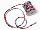 Chirimen Fabric Cord - 1/6in Cherry Kanoko Dots on Black (Quantity) 1=1yard