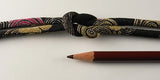 Chirimen Fabric Cord - 1/6in Swirls & Cherry Blossoms Black (Quantity) 1=1yard
