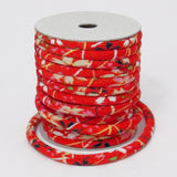 Chirimen Fabric Cord - 1/6in Perky Cherry Blossoms Red (Quantity) 1=1yard