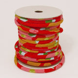 Chirimen Fabric Cord - 1/6in Plump Peonies Red (Quantity) 1=1yard