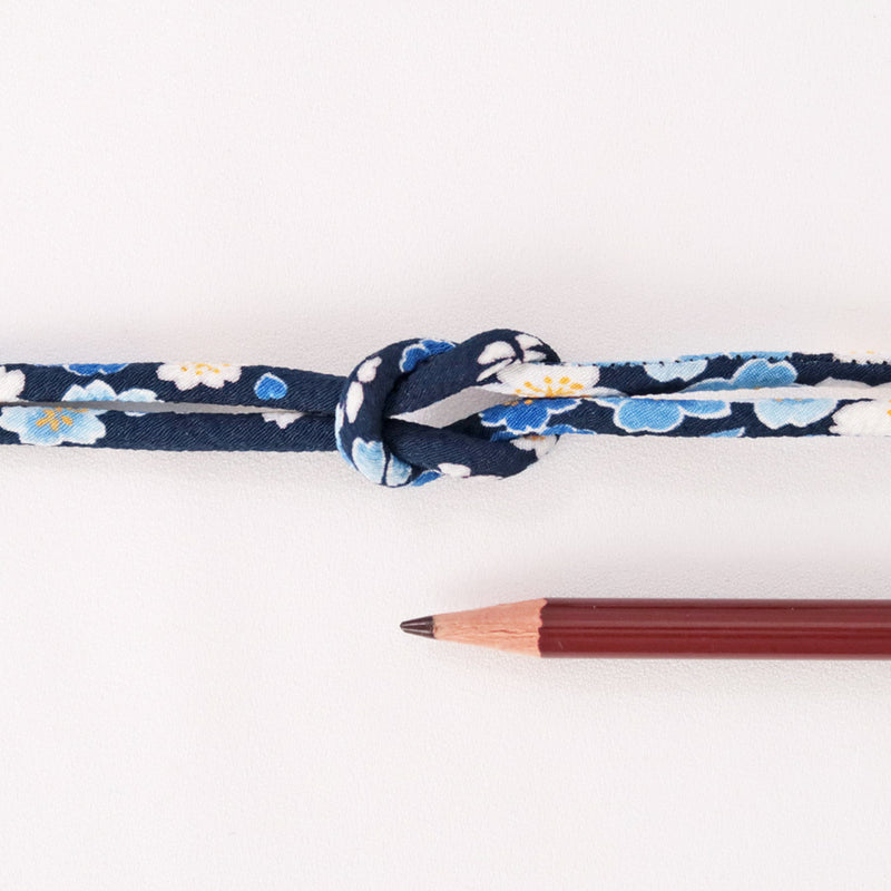 Chirimen Fabric Cord - 1/6in Spring Blossoms Navy (Quantity) 1＝1yard