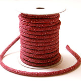 Cotton Fabric Cord - 1/6in Bamboo Leaves on Wine (Quantity) 1=1yard