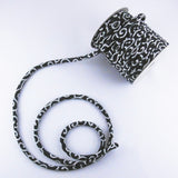 Chirimen Fabric Cord - 1/6in Arabesque Pattern Navy (Quantity) 1=1yard