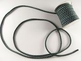 Chirimen Fabric Cord - 1/6in Green Kanoko Dots on Black (Quantity) 1=1yard