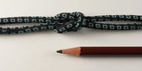 Chirimen Fabric Cord - 1/6in Green Kanoko Dots on Black (Quantity) 1=1yard