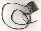 Chirimen Fabric Cord - 1/6in Ivory Wave Pattern on Black (Quantity) 1=1yard
