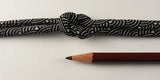 Chirimen Fabric Cord - 1/6in Ivory Wave Pattern on Black (Quantity) 1=1yard