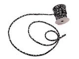 Chirimen Fabric Cord - 1/6in White Cherry Blossoms on Black (Quantity) 1=1yard