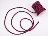 Chirimen Fabric Cord - 1/6in Pink Cherry Blossoms on Dark Navy (Quantity) 1=1yard