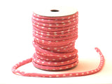 Chirimen Fabric Cord - 1/6in White Dots on Pink (Quantity) 1=1yard