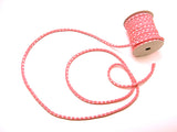 Chirimen Fabric Cord - 1/6in White Dots on Pink (Quantity) 1=1yard