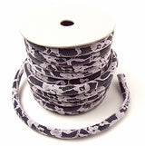 Chirimen & Lace Fabric Cord - 1/3in Pink Lace on Black Chirimen (Quantity) 1=1yard