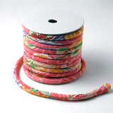 Chirimen Fabric Cord - 1/3in Chrysanthemum on Old Rose (Quantity) 1=1yard