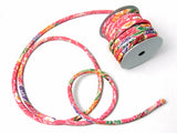 Chirimen Fabric Cord - 1/3in Chrysanthemum on Old Rose (Quantity) 1=1yard