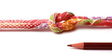 Chirimen Fabric Cord - 1/3in Chrysanthemum on Old Rose (Quantity) 1=1yard