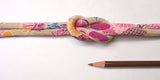 Chirimen Fabric Cord - 1/3in Scattered Japanese Flowers Beige x Pink (Quantity) 1=1yard