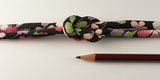 Chirimen Fabric Cord - 1/3in Colorful Cherry Blossoms on Water Black (Quantity) 1=1yard