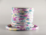 Chirimen Fabric Cord - 1/3in Colorful Cherry Blossoms on Water Light Lavender (Quantity) 1＝1yard