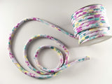 Chirimen Fabric Cord - 1/3in Colorful Cherry Blossoms on Water Light Lavender (Quantity) 1=1yard