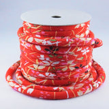Chirimen Fabric Cord - 1/3in Perky Cherry Blossoms Red (Quantity) 1=1yard