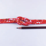 Chirimen Fabric Cord - 1/3in Perky Cherry Blossoms Red (Quantity) 1=1yard